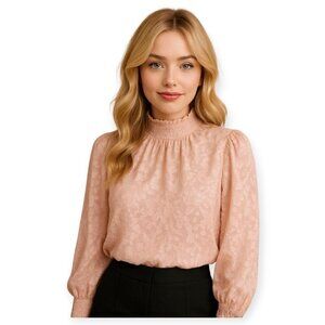 🌸 Glow in Blush & Silver! Elegant Ladaire Viscose Blend Blouse, Size S